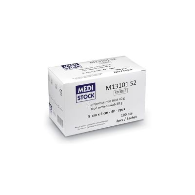 Compresses St&eacute;riles Non-Tiss&eacute;es 5 x 5cm, 4P. / 40g/m&sup2; - 50 Sachets De 2