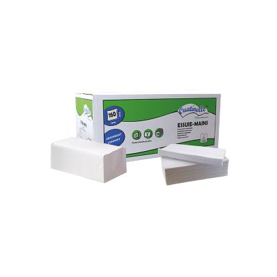 Essuie-Mains Enchevêtrés Pli-V 2P., 25 x 23cm Blanc - 20 Paquets De 160