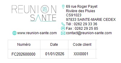 Exemple de code client sur une facture